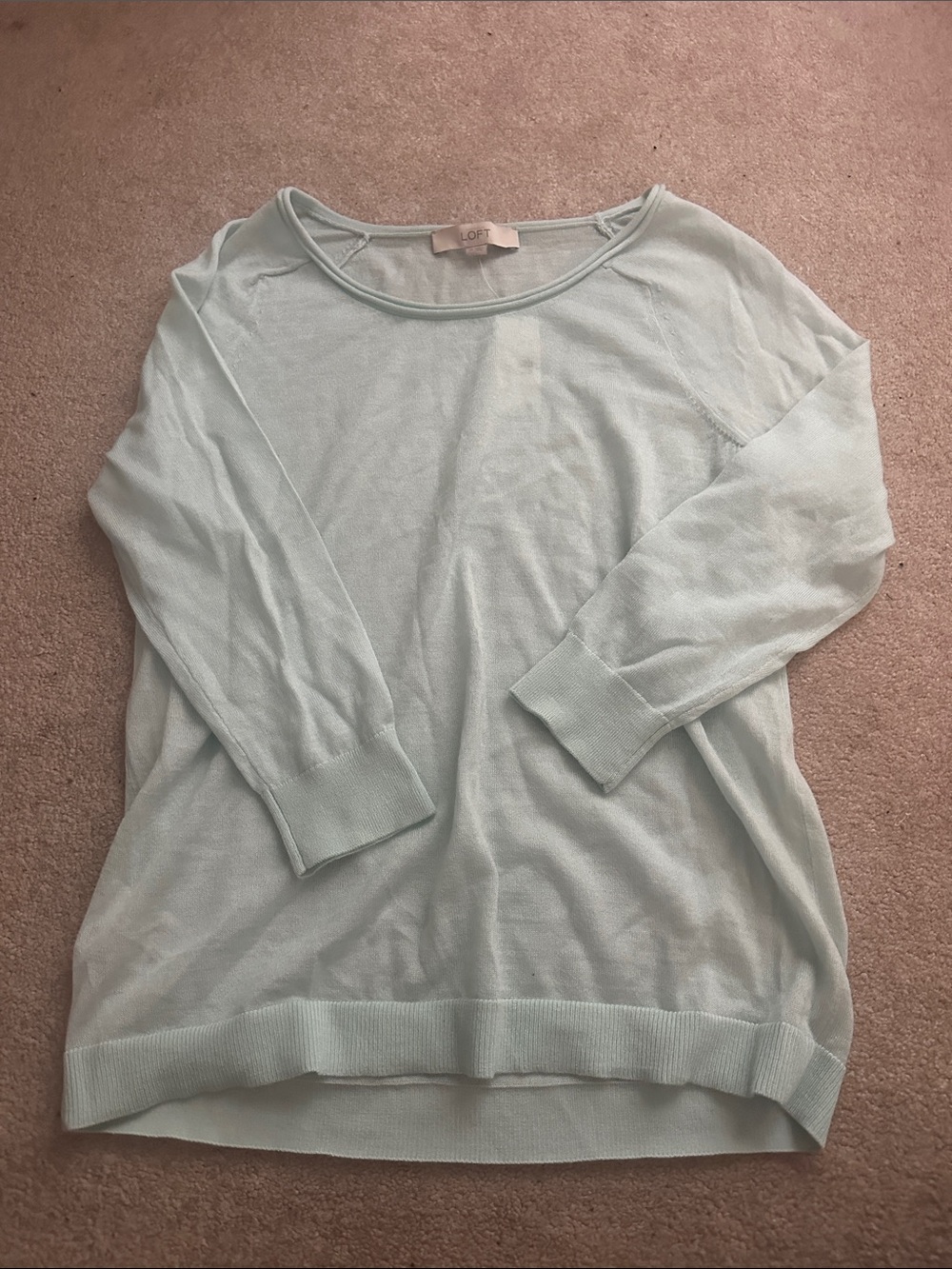 LOFT Light Mint Green Scoop Neck Sweater